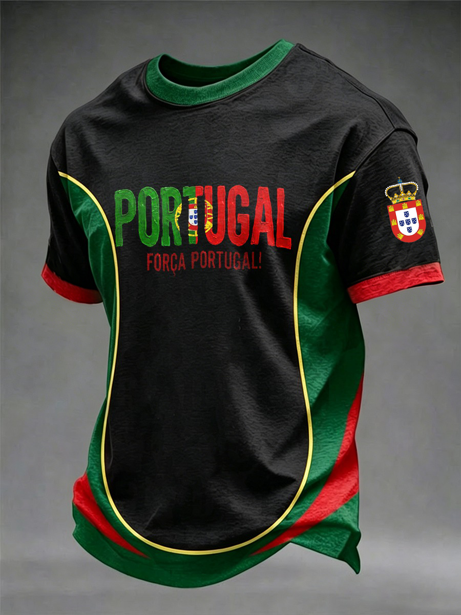 Camiseta de Manga Curta de Futebol de Portugal para Homens