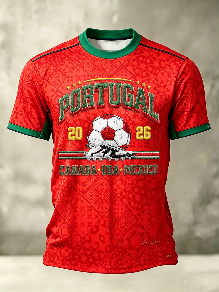 Camiseta de Manga Curta de Futebol de Portugal para Homens