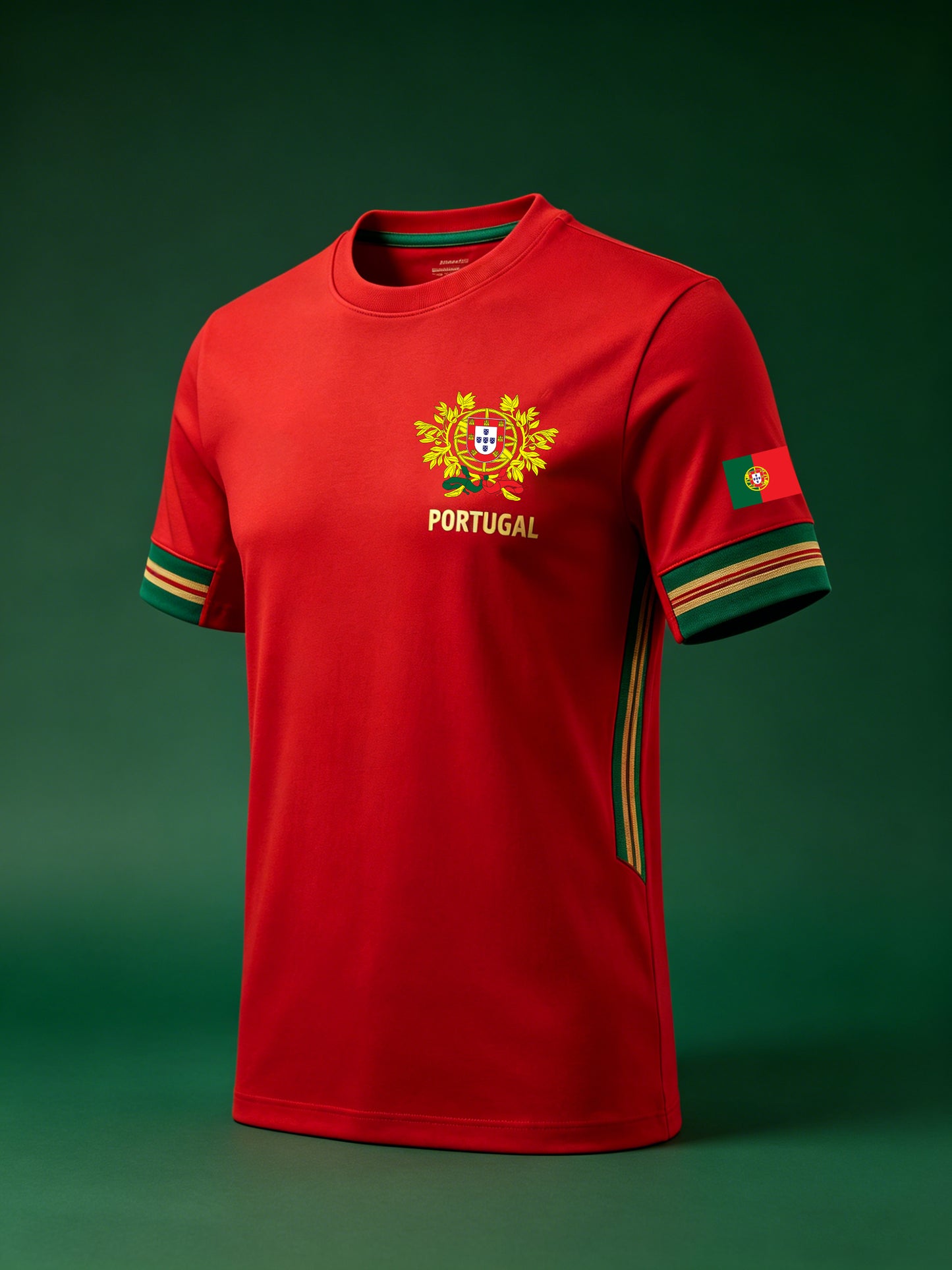 T-shirt Sporty Print Masculina com Tema de Futebol e Cor Bloqueada