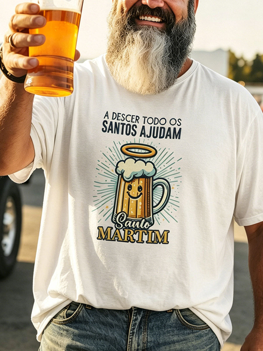 T-shirt masculina com estampa artística de sardinha dos Santos Populares