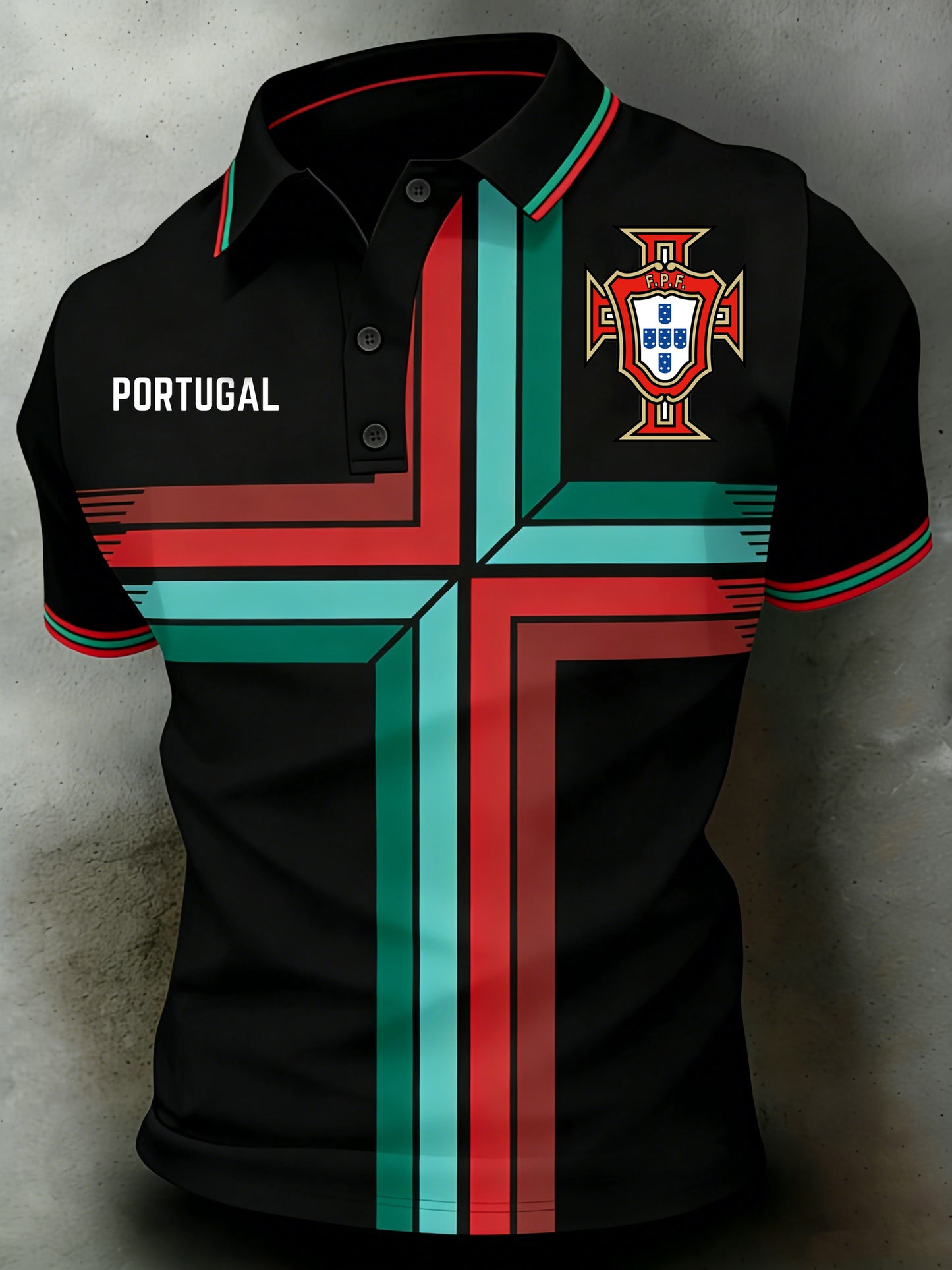 Fan Polo de futebol masculino Portugal com estampa artística