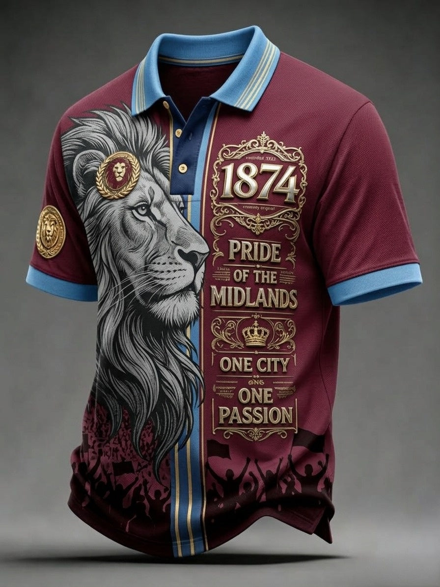 Men's Retro Football Fan Art Print Polo Shirt