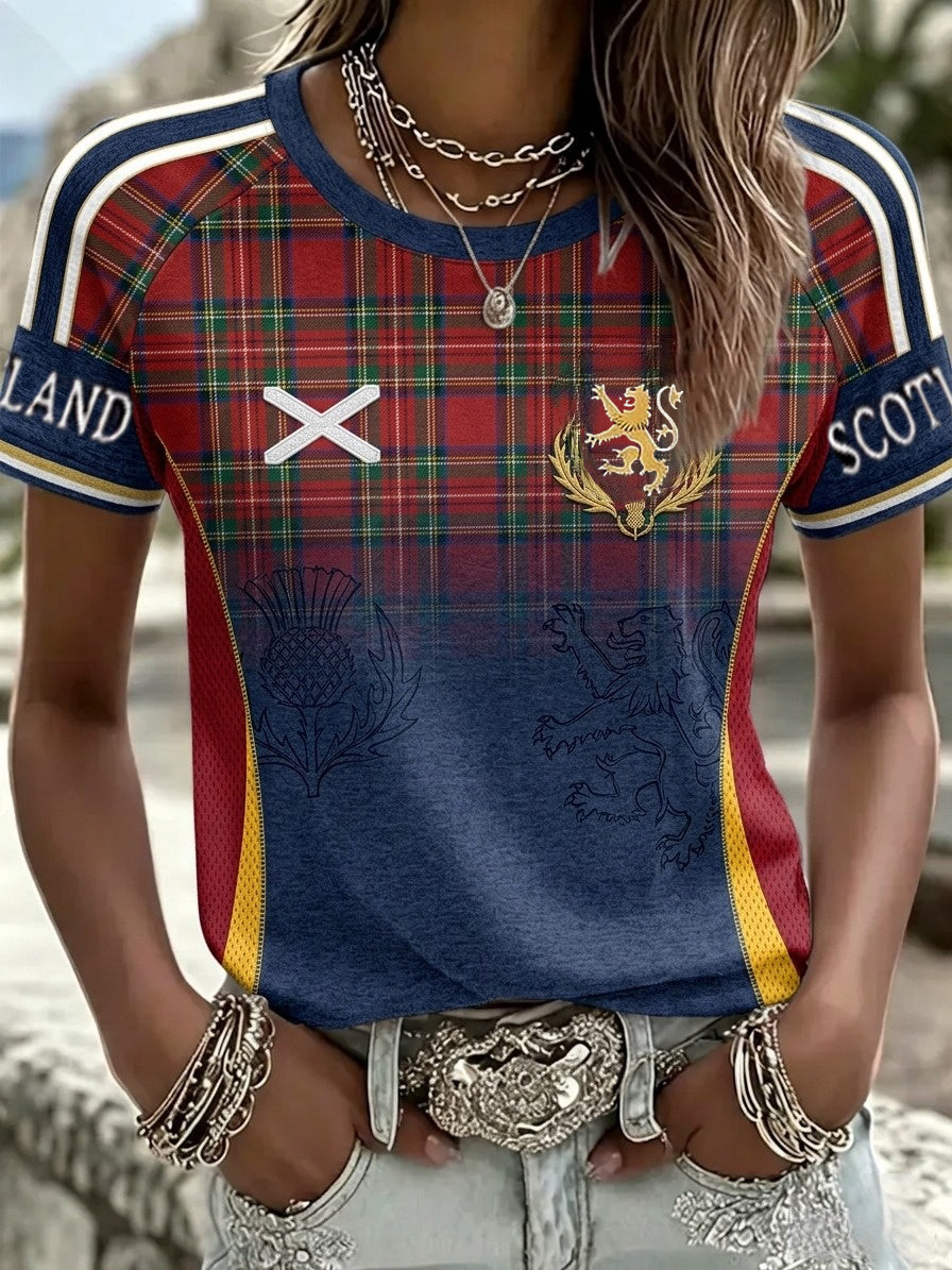 Women's UK Football Lover Scotland Printed round neck short sleeve T-shirt