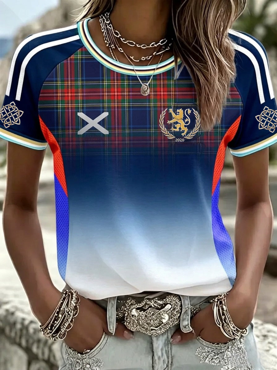 Women's UK Football Lover Scotland Printed round neck short sleeve T-shirt
