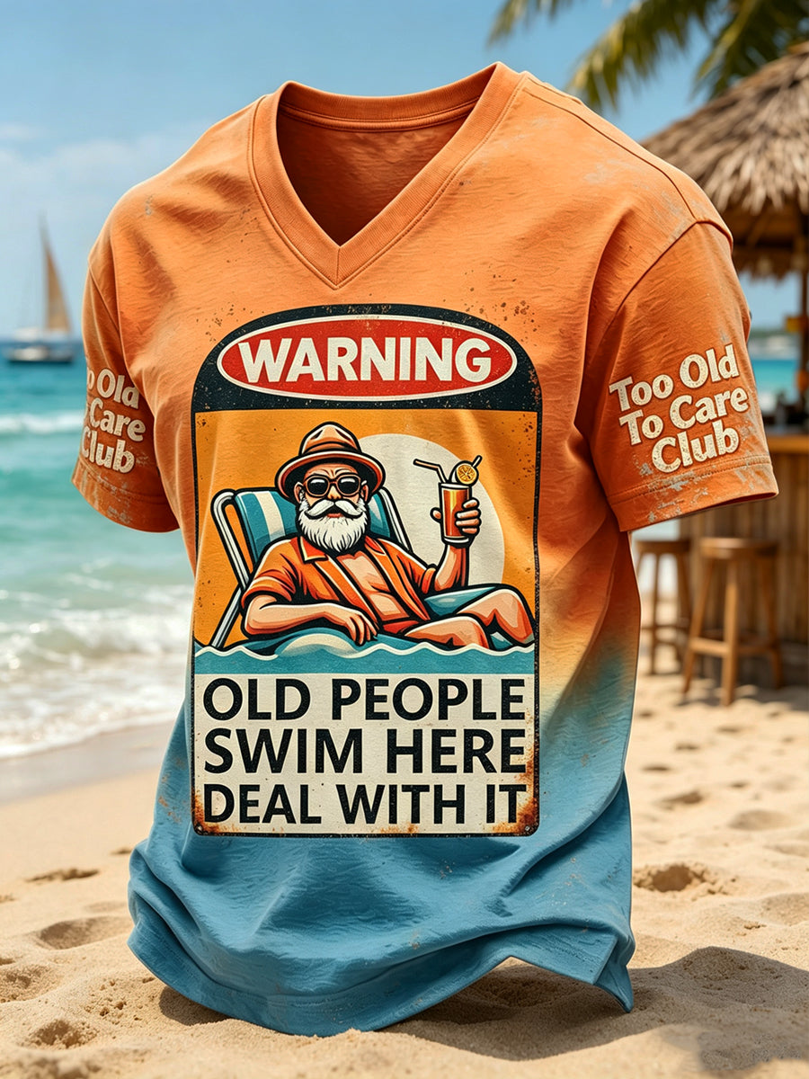 Men's Vacation Retirement Printed Vintage Fashion Loose Short Sleeve T-Shirt