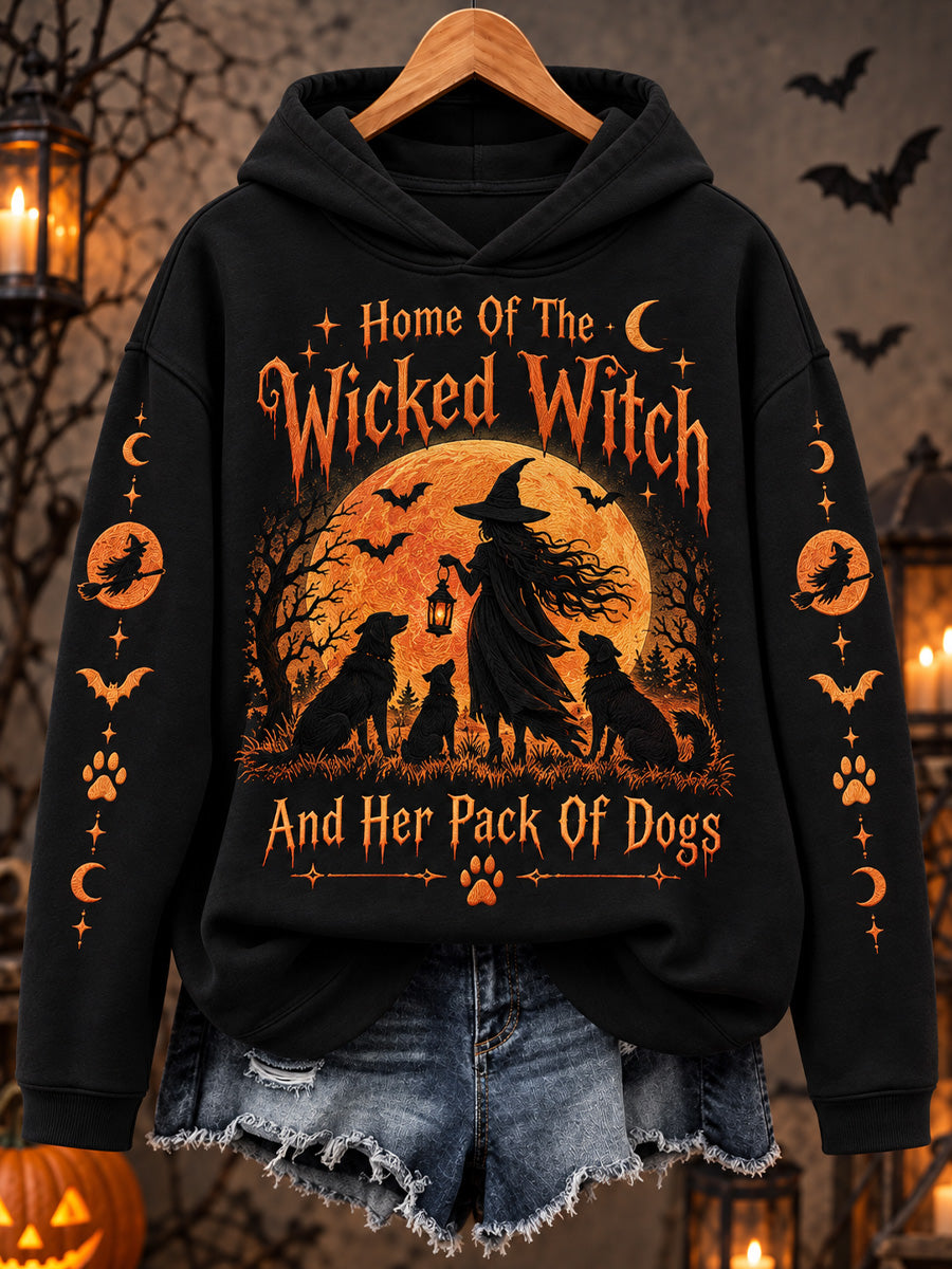 Women's Home Of The Wicked Witch And Her Pack Of Dogs Print Sweatshirt