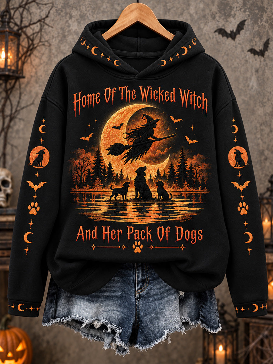 Women's Home Of The Wicked Witch And Her Pack Of Dogs Print Sweatshirt