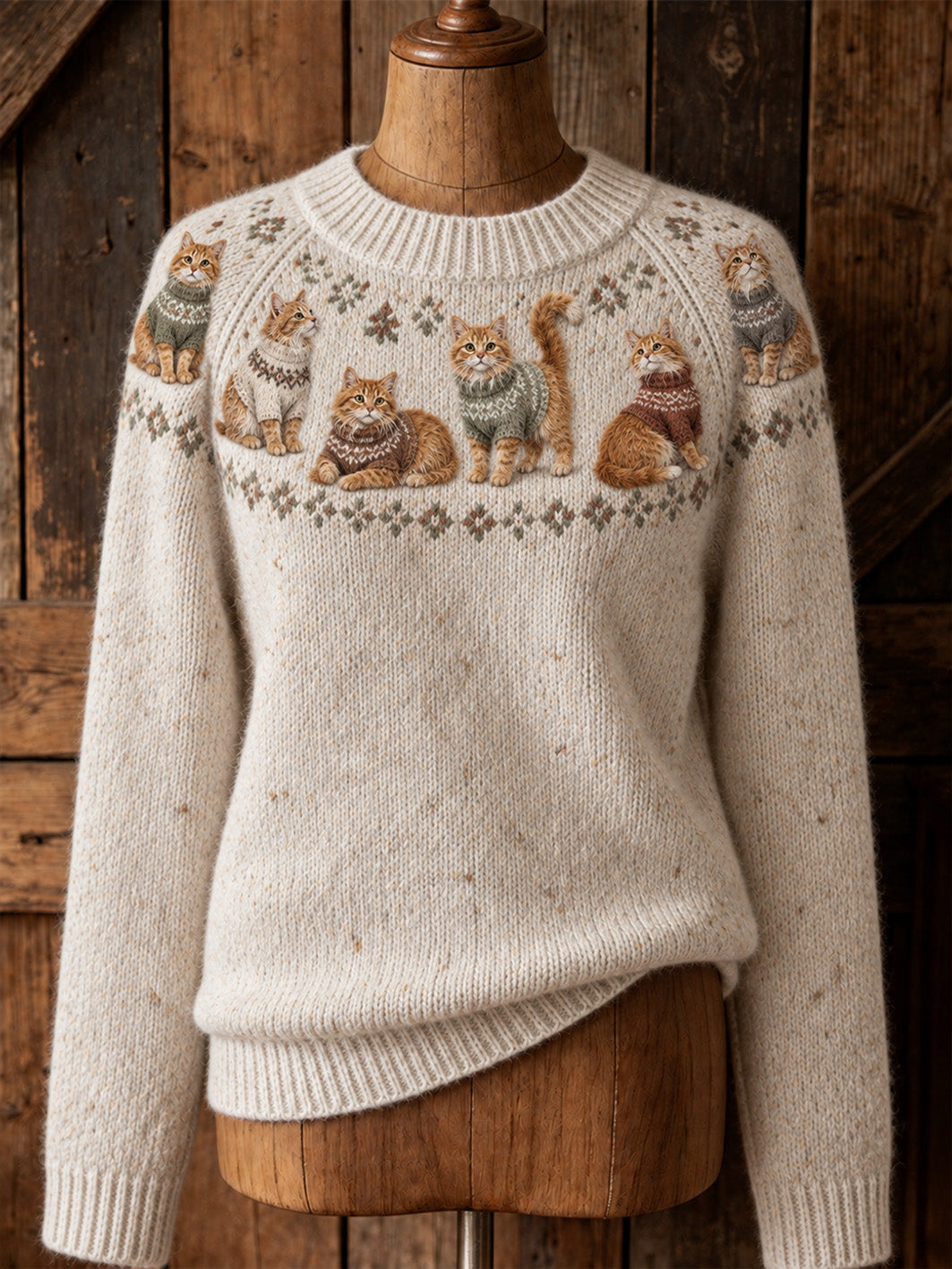 Women's cute cat design casual raglan sleeve sweater