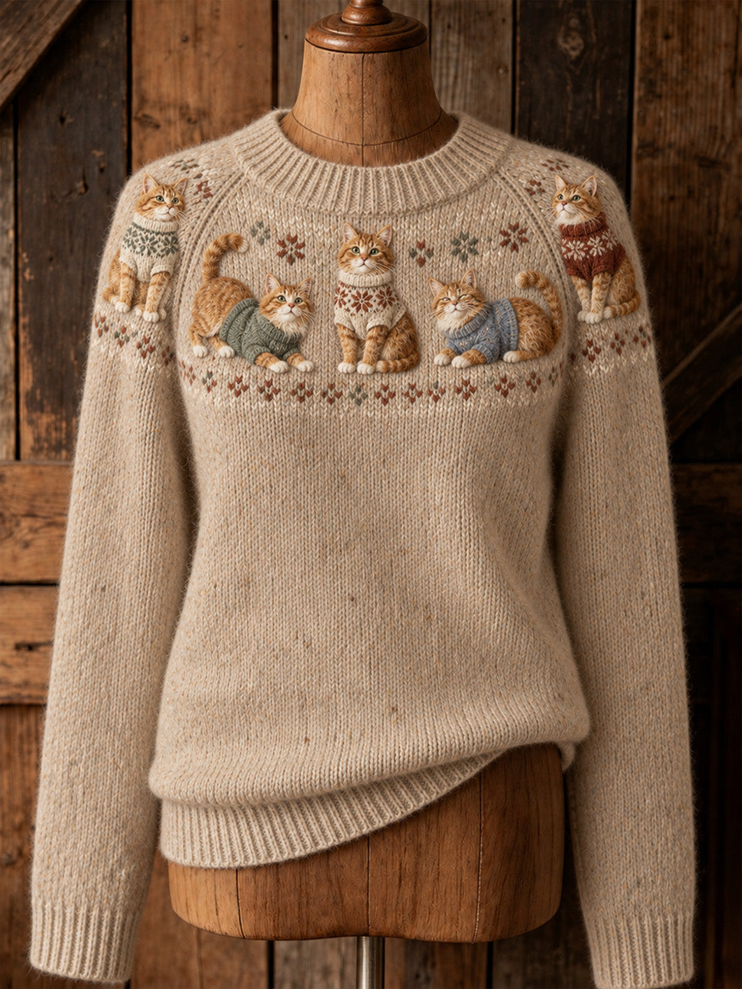 Women's cute cat design casual raglan sleeve sweater