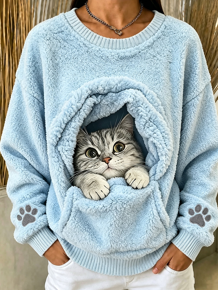 Women's Animal Printed Round-Neck Long-Sleeved Sweatshirt
