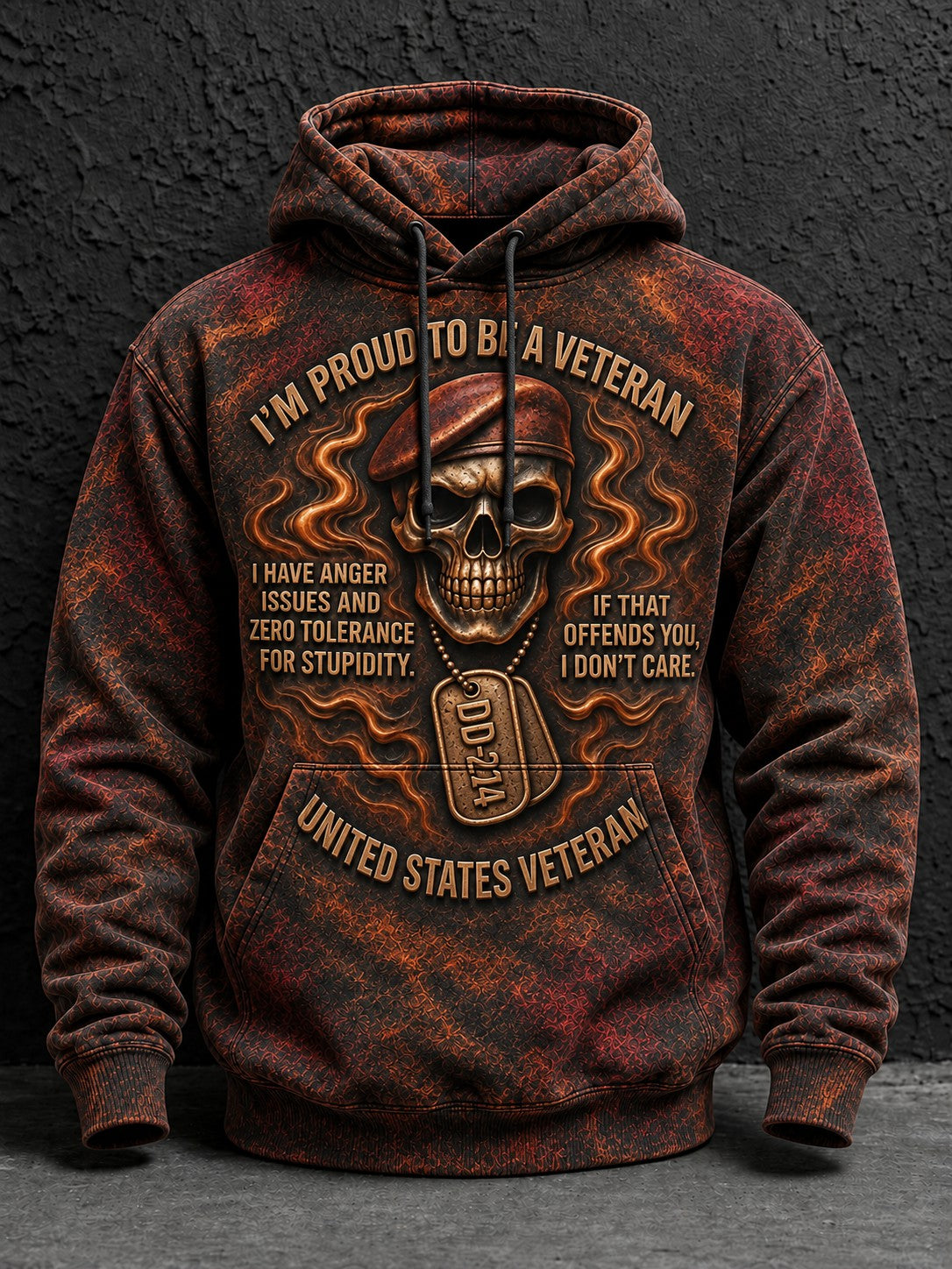 Men's Veterans Day Printed Hoodie