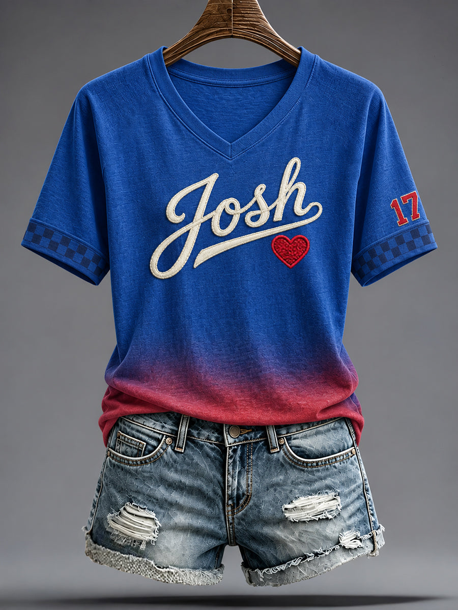 Women's Football Lover Blue&Red Art Printed T-shirt