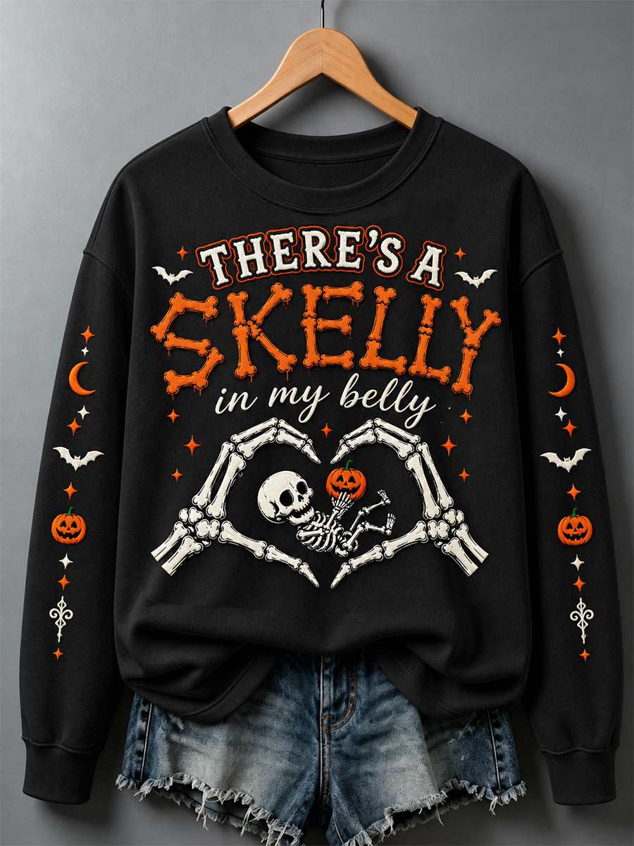 Women's There's a Skelly in my Belly Print Sweatshirt