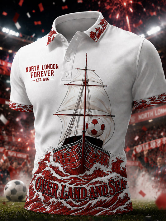 Men's Gift For Football Fans Print Casual Polo