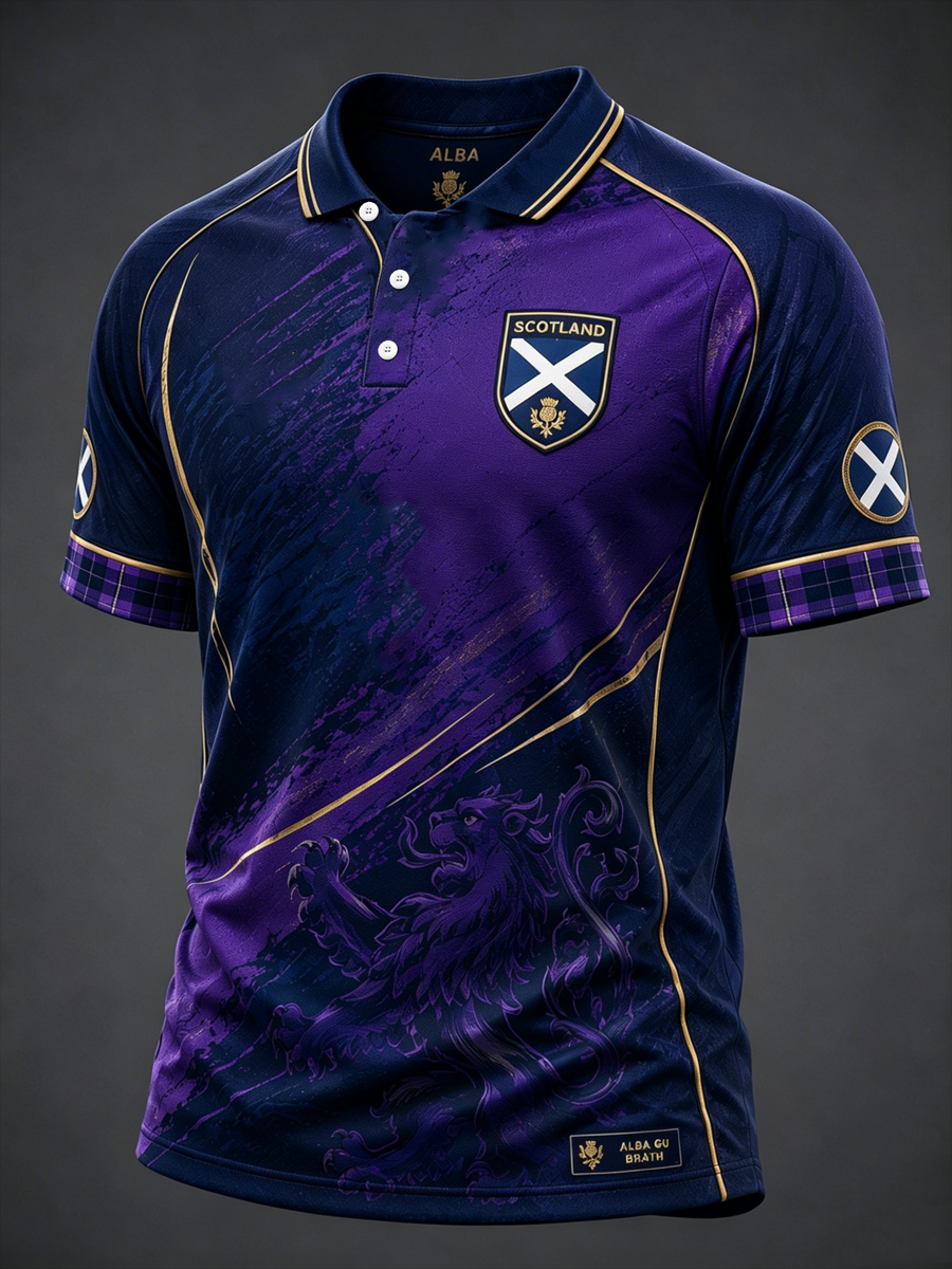 Men's Scotland Printed three buttons shoulder sleeve