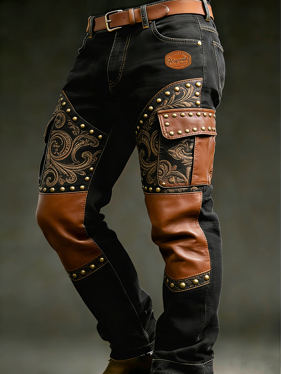 Men's Retro Vacation Business Western Art Print Casual Workwear Trousers