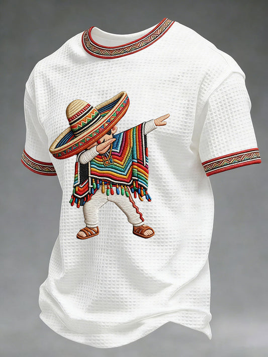 Men's Cinco de Mayo Waffle Print Casual T-Shirt
