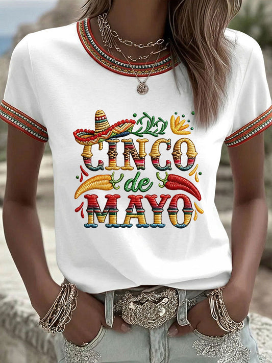 Women's Cinco de Mayo Print Casual T-Shirt