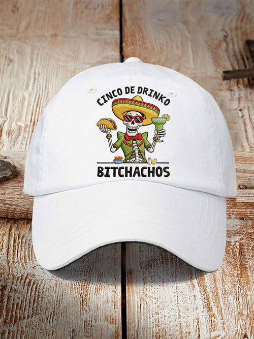 Unisex Funny Cinco De Mayo Bitchachos Skull Print Hat