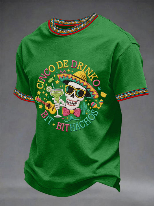 Men's Funny Cinco De Mayo Bitchachos Skull Print Tee