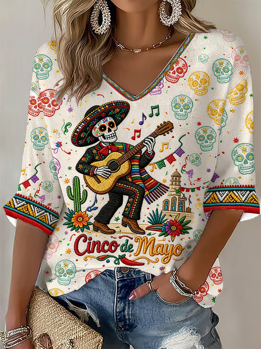Women's Cinco De Mayo Print Waffle T-shirt