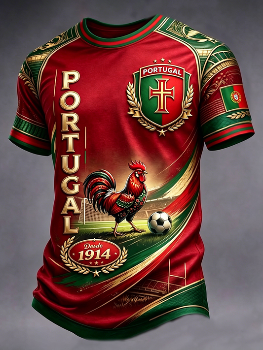 Camiseta de Manga Curta de Futebol de Portugal para Homens