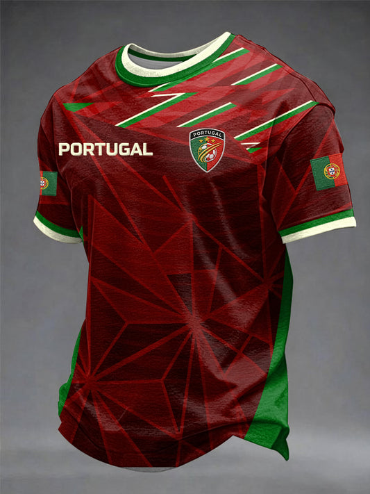 Camiseta masculina de futebol português com estampa
