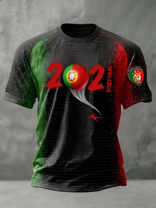 Camiseta masculina de futebol português com estampa