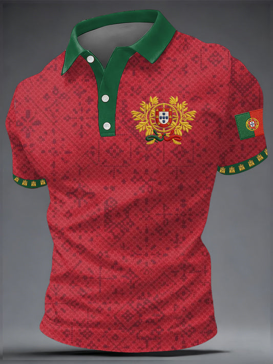 Top casual com estampa de futebol português para homens