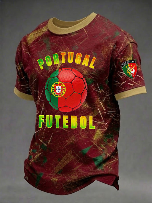Camiseta masculina de futebol português com estampa