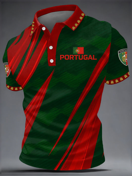 Top casual com estampa de futebol português para homens