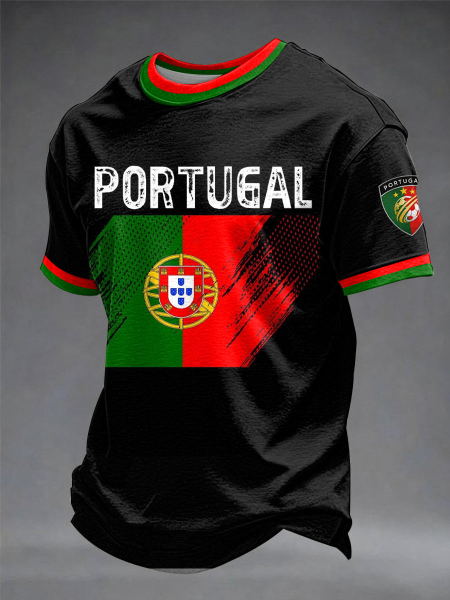 Camiseta estampada de futebol português para homens