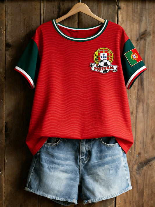 Women's Portugal Football Match Fan T-shirt Art Print
