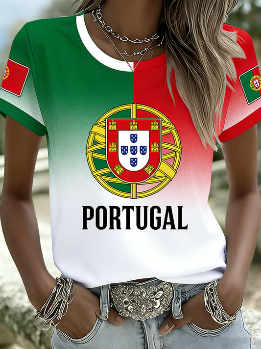 Women's Portugal Football Match Art Print Fan T-Shirt