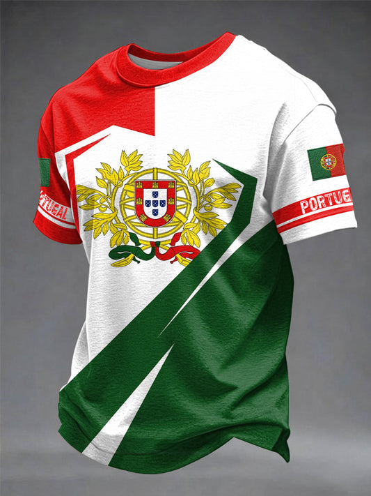 Camiseta estampada de futebol português para homens