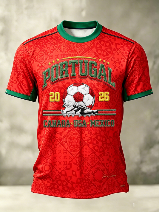 Camiseta de Manga Curta de Futebol de Portugal para Homens