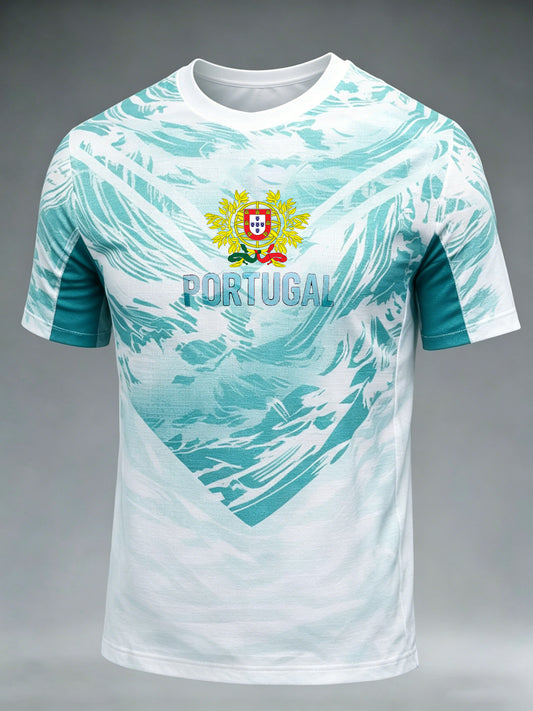 Camiseta esportiva com estampa em blocos de cor, tema futebol masculino