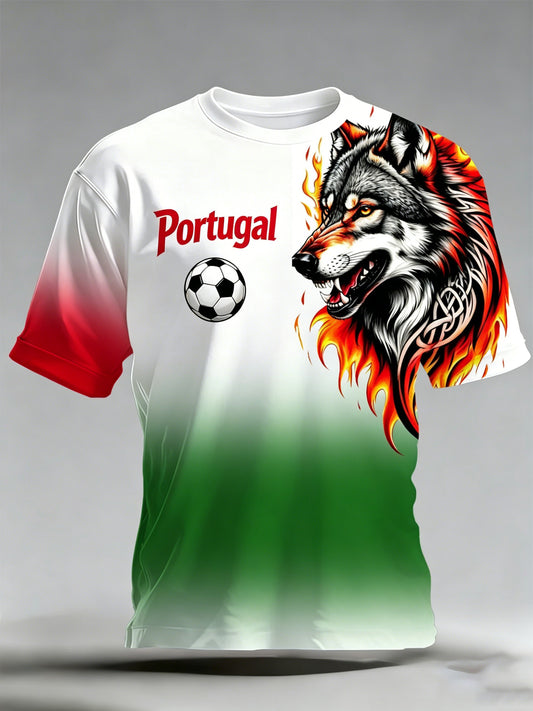 Camiseta com estampa artística para torcer nos jogos de futebol da seleção portuguesa