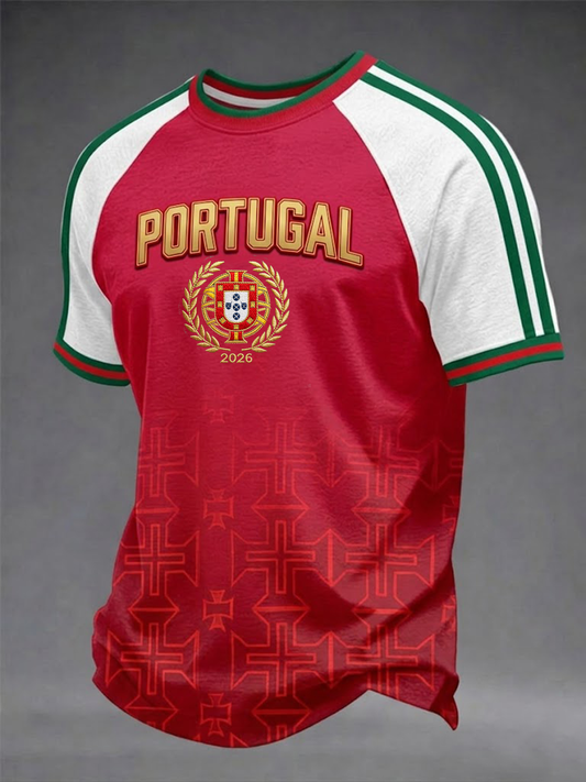 Camiseta de Manga Curta de Futebol de Portugal para Homens