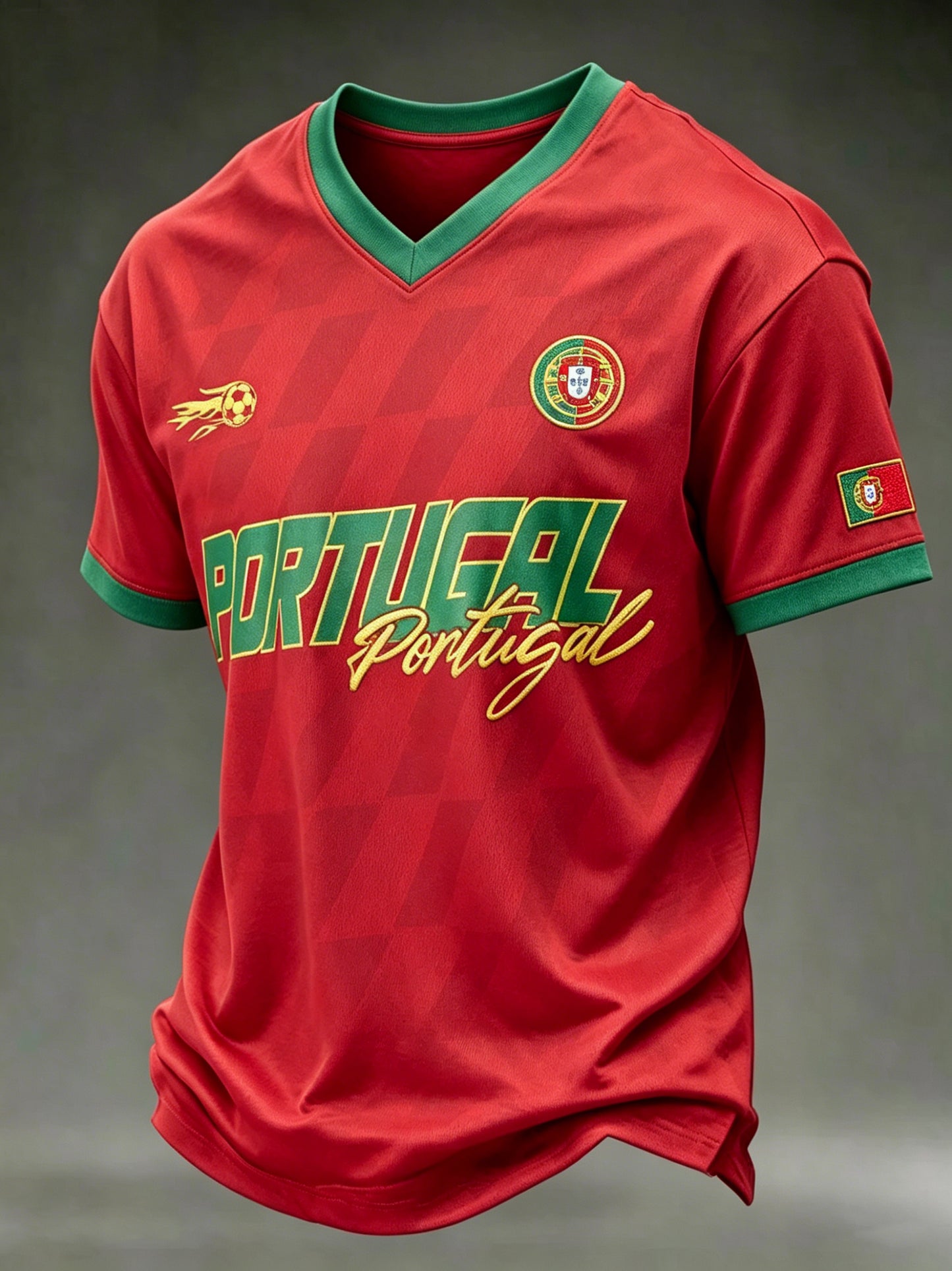 Futebol Masculino-Temático Cor-Camiseta com Decote V Bloqueado