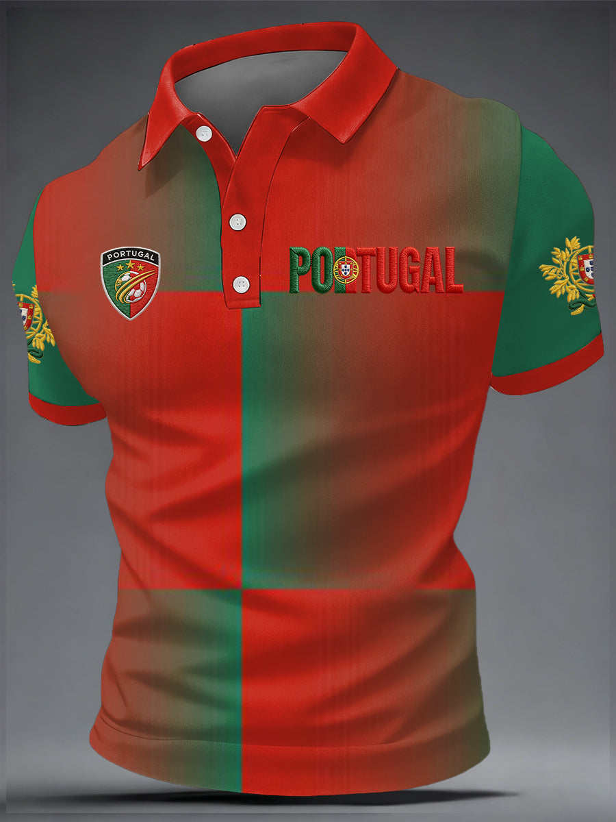 Top casual com estampa de futebol português para homens