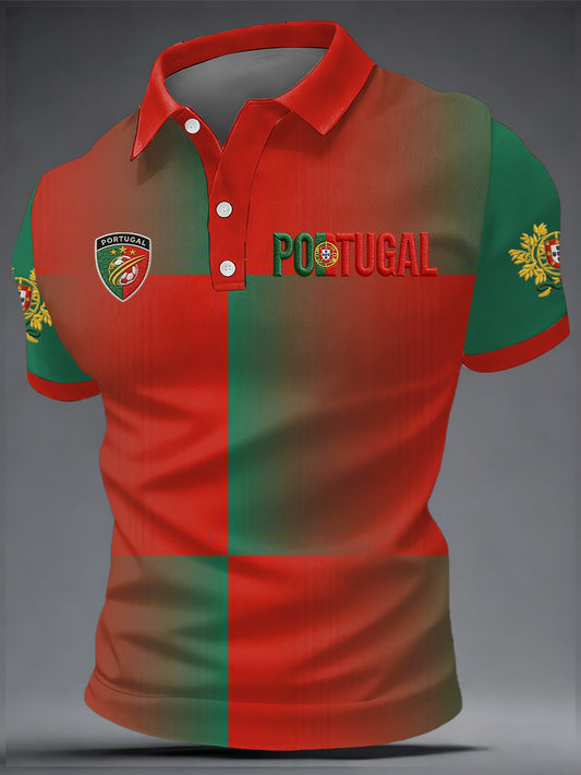 Top casual com estampa de futebol português para homens