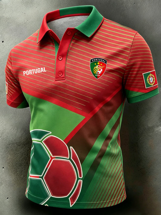 Camisa de futebol com tema colorido bloqueado Polot masculina