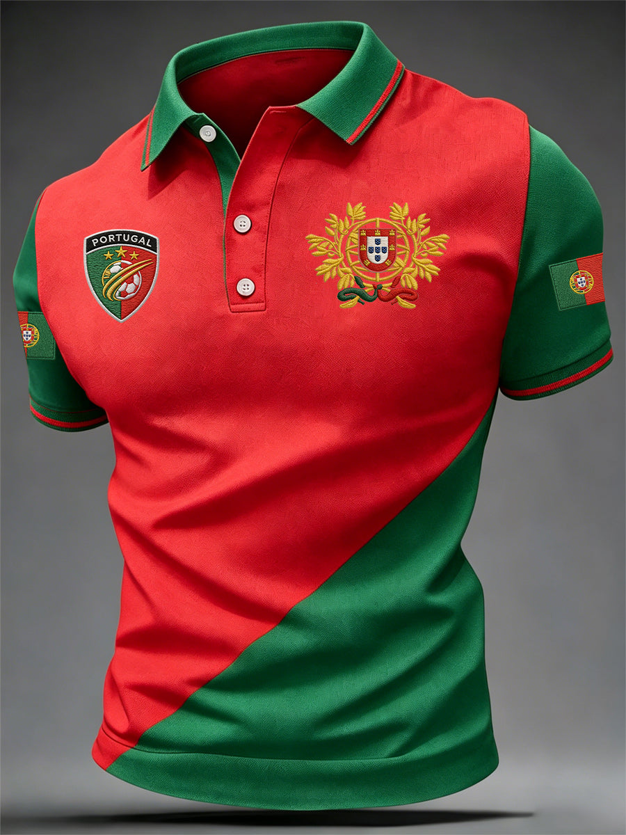 Top casual com estampa de futebol português para homens