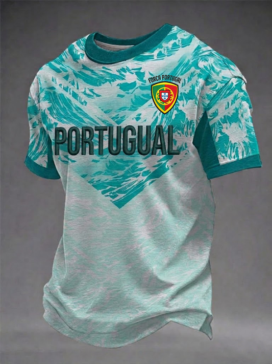 Camiseta de Manga Curta de Futebol de Portugal para Homens