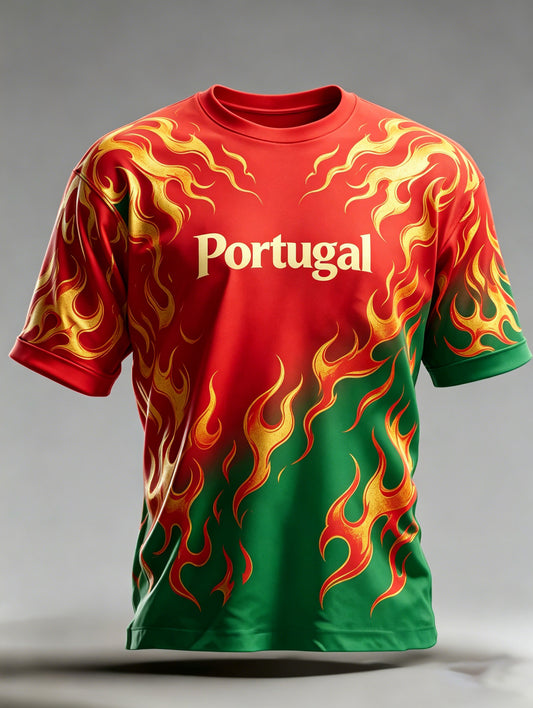 Camiseta Masculina de Futebol Portugal Football Match Art Print