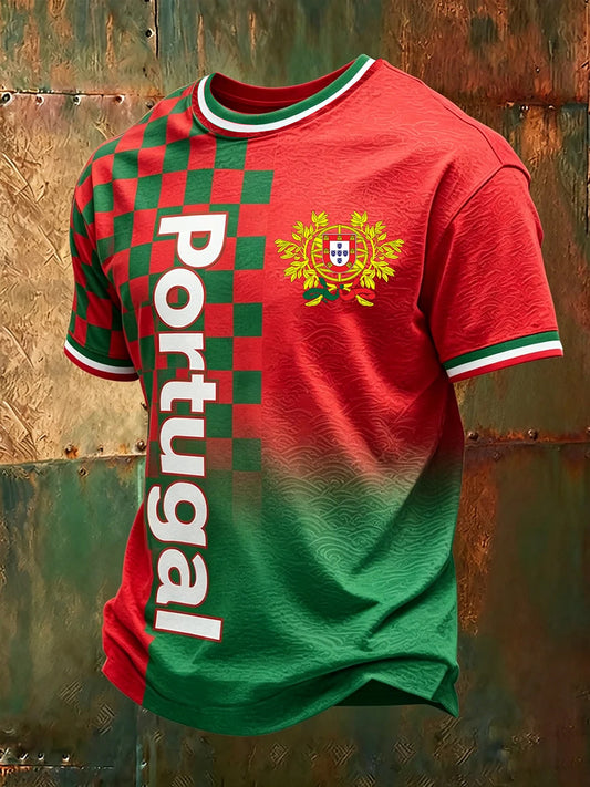 Camiseta masculina de futebol português com estampa
