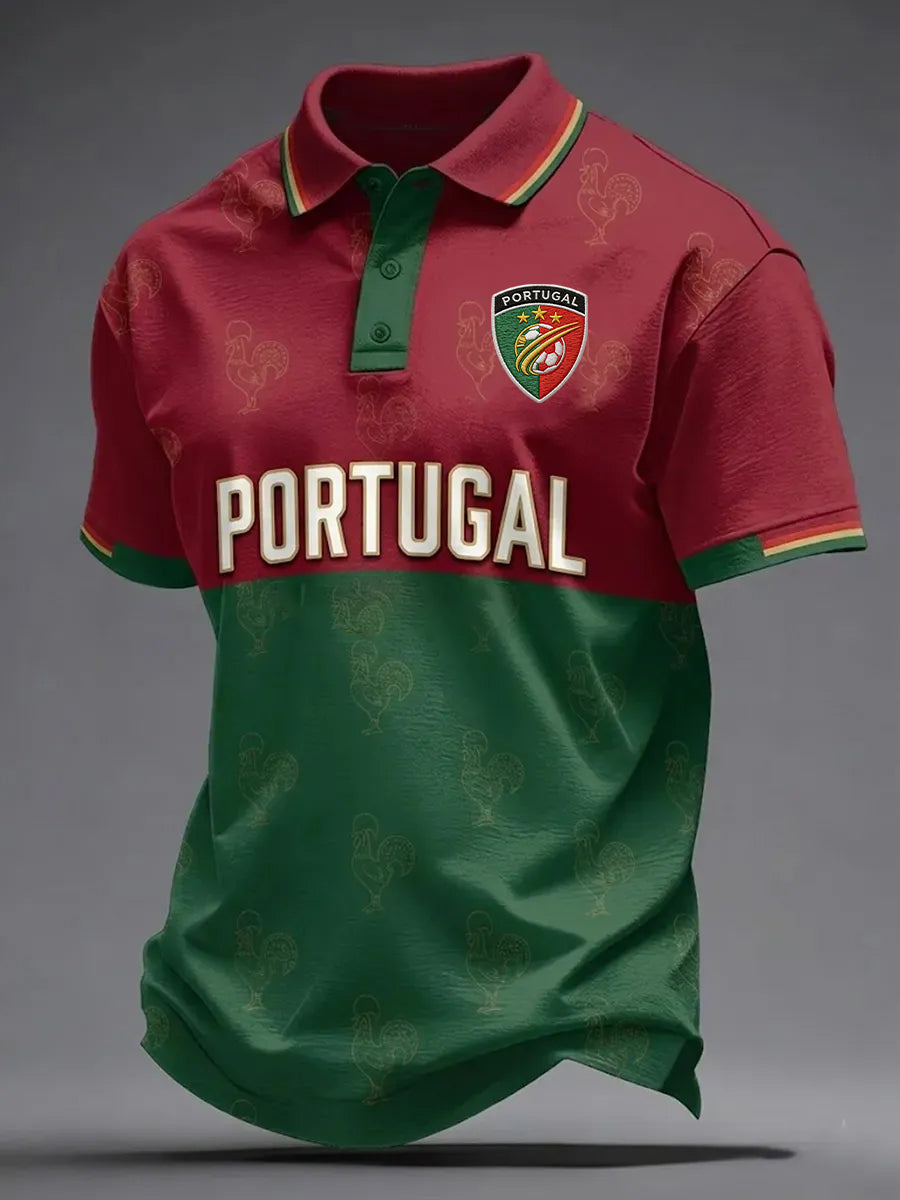 Top casual com estampa de futebol português para homens