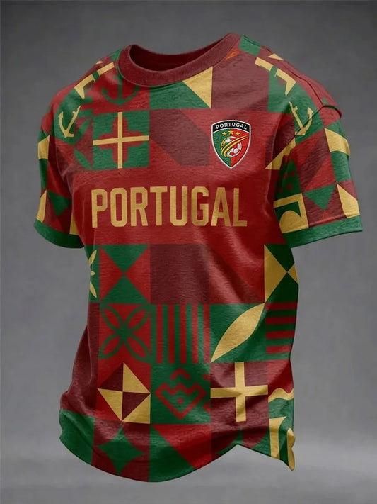Camiseta masculina de futebol português com estampa
