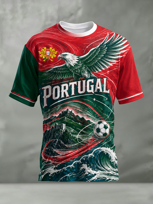 Men's Portugal Football Match Cheering Art Print Camiseta de manga curta